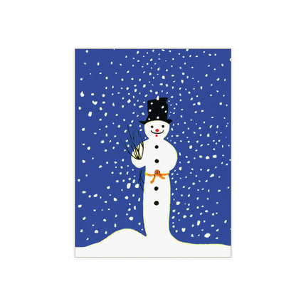 Snowman in Falling Snow Ceramic Tile