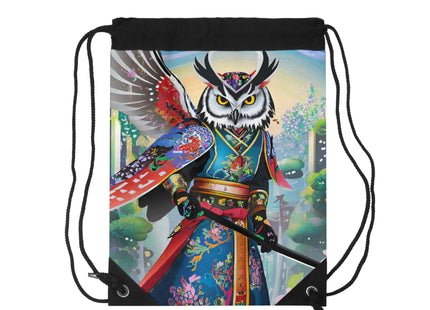 Cyberpunk Samurai Owl Drawstring Bag