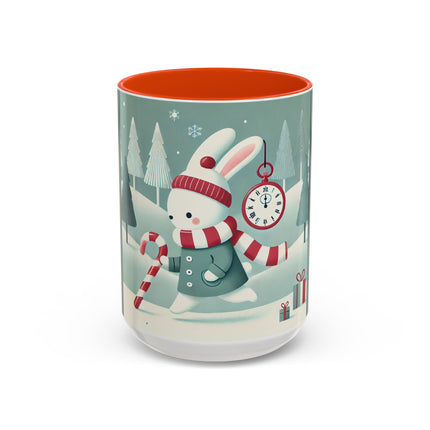 Candy Cane Timekeeper Bunny Colorful Mugs (11oz, 15oz)
