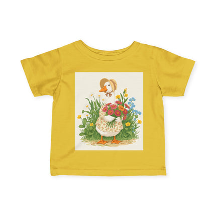 🪿🌸 The Little Flower Garden Goose Infant Fine Jersey Tee – Whimsical Woodland Charm