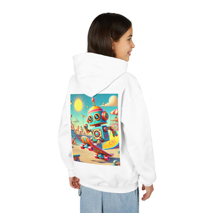 Skate Park Robot Youth Hooded Sweatshirt – Action, Energy & Retro Fun