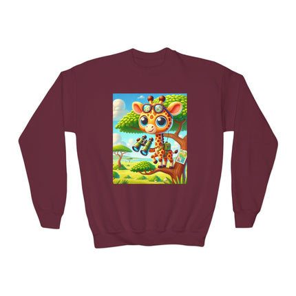 Giraffe Lookout Youth Crewneck Sweatshirt – Adventure, Curiosity & Playful Imagination