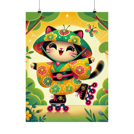 🛼✨ Firefly Dance on Wheels Matte Vertical Poster – Joyful Motion & Summer Magic