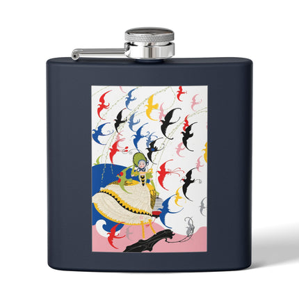 Flight of the Songbirds Stainless Steel Flask – Theatrical Whimsy & Colorful Harmony