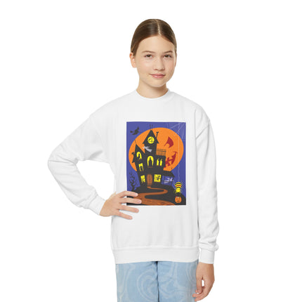 Halloween Night at the Haunted House Youth Crewneck Sweatshirt