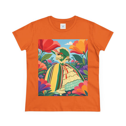 🌺🎀 The Girl In The Striped Garden Cotton Tee – Art Deco Floral Fashion