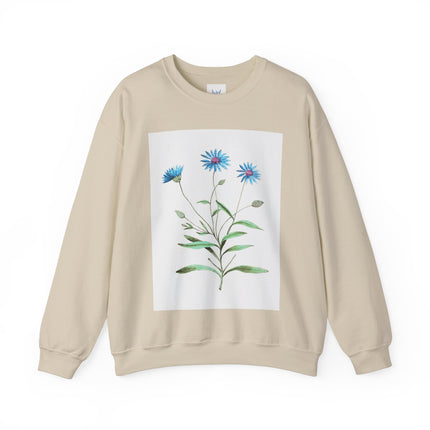 Blue Strawflower by Anselmus Boëtius de Boodt Heavy Blend™ Crewneck Sweatshirt