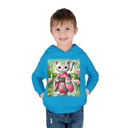 Geisha Kitten Strolls Among the Spoonbills Toddler Pullover Fleece Hoodie