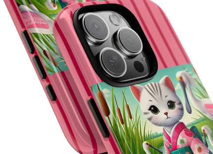 Geisha Kitten Strolls Among the Spoonbills Phone Cases