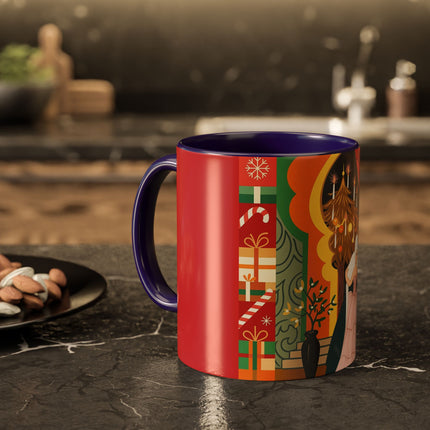 ❤️ The Lady Of The Candlelit Christmas Alcove Colorful Mug – Art Deco Holiday Elegance
