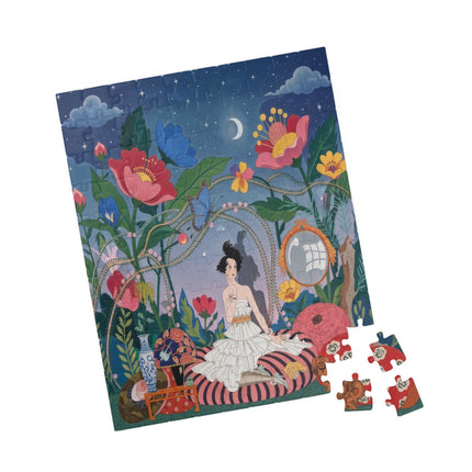 🌙🌺 The Lady Of The Midnight Garden Puzzle – Art Deco Floral Reverie