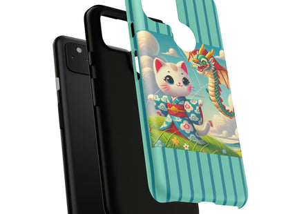 Geisha Kitten and the Dragon Kite Phone Cases