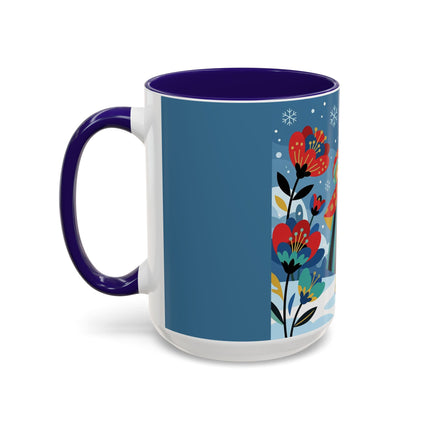 ❤️❄️ The Winter Heart Messenger Colorful Mug – Art Deco Snow Garden Fantasy