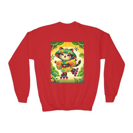 Firefly Dance on Wheels Youth Crewneck Sweatshirt – Motion, Magic & Playful Energy