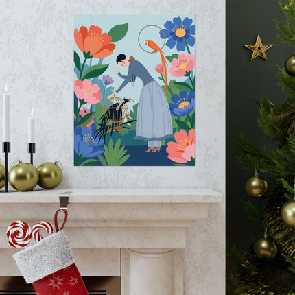 🦜🌺 The Garden Of Curious Birds Matte Vertical Poster – Art Deco Botanical Whimsy