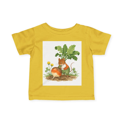 🐭🥕 The Little Garden Harvest Mouse Infant Fine Jersey Tee – Whimsical Woodland Charm