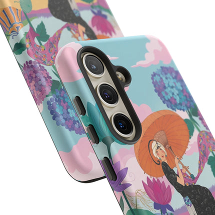 🌊☂️ The Lady Of The Flowered Seashore Phone Case – Art Deco Seaside Fashion