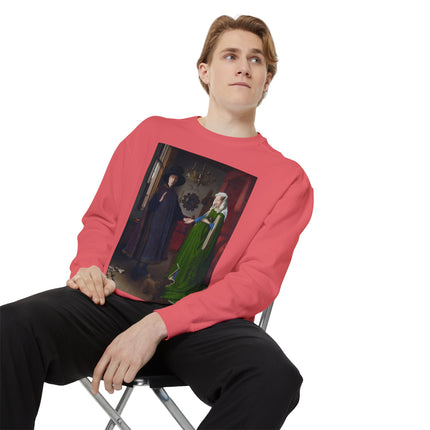 Arnolfini Portrait by Jan Van Eyck Unisex Garment-Dyed Sweatshirt