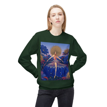 🌞🌸 The Celestial Blossom Garden Dancer Midweight Crewneck Sweatshirt – Art Deco Floral Fantasy