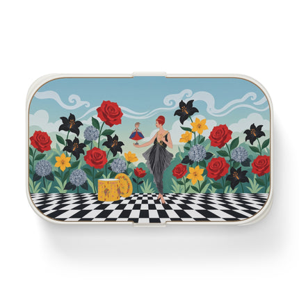 🌹🎭 The Lady Of The Little Dancer Bento Lunch Box – Art Deco Floral Fantasy