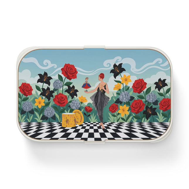 🌹🎭 The Lady Of The Little Dancer Bento Lunch Box – Art Deco Floral Fantasy