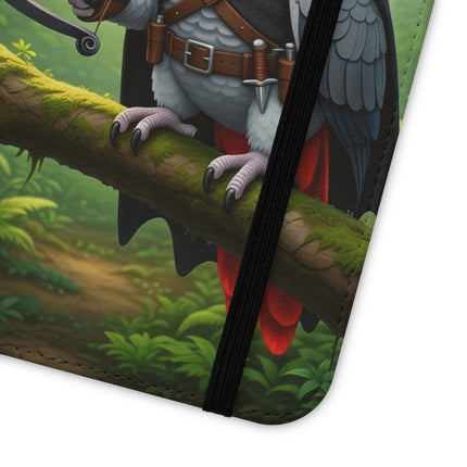 🪶🌲 The African Grey Sentinel Flip Case – Quiet Strength & Woodland Adventure