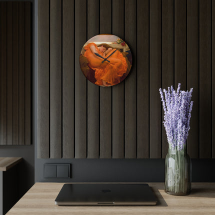 Flaming June by Frederic Leighton Acrylic Wall Clock, Round and Square