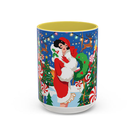 🦌🍬 The Lady Of The Peppermint Christmas Garden Colorful Mug – Colorful Art Deco Holiday Fantasy