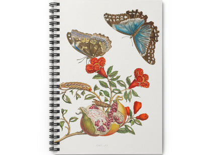 Blue Butterflies and Pomegranate Spiral Notebook - Ruled Line