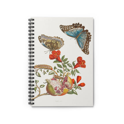 Blue Butterflies and Pomegranate Spiral Notebook - Ruled Line