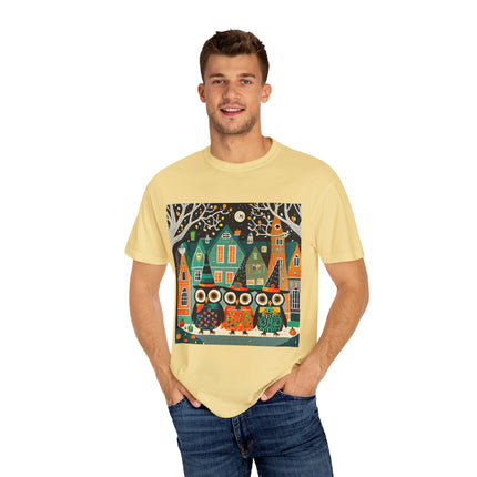 Night of the Trick-or-Treating Owlets Unisex Garment-Dyed T-shirt