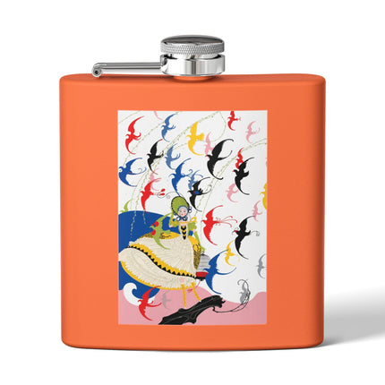 Flight of the Songbirds Stainless Steel Flask – Theatrical Whimsy & Colorful Harmony