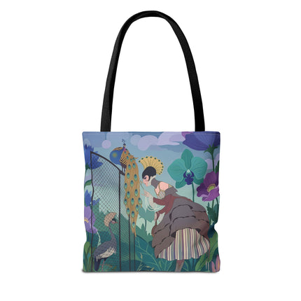 🦚🌸 The Lady Of The Peacock Garden Tote Bag – Art Deco Floral Fantasy