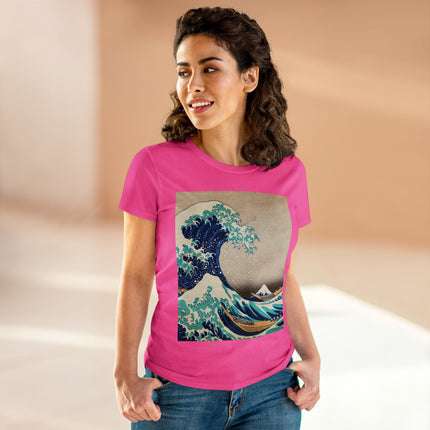 The Great Wave off Kanagawa by Katsushika Hokusai Women's Midweight Cotton Tee