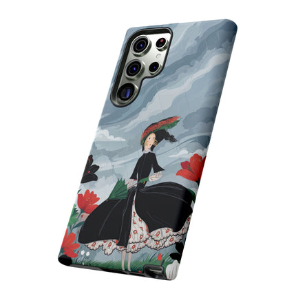 🌧️🌺 The Stormy Flower Walk Phone Case – Art Deco Floral Fashion