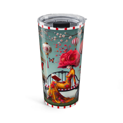 Reading In A Painted Garden Tumbler 20oz
