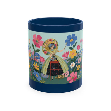 🌼🪭 The Lady Of The Grand Flower Garden Ceramic Mug – Art Deco Garden Whimsy