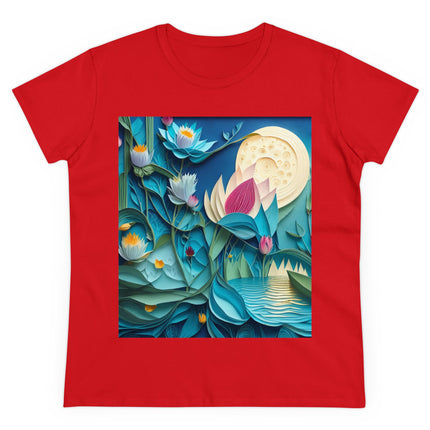 Ethereal Moonlit Lake Women's Midweight Cotton Tee