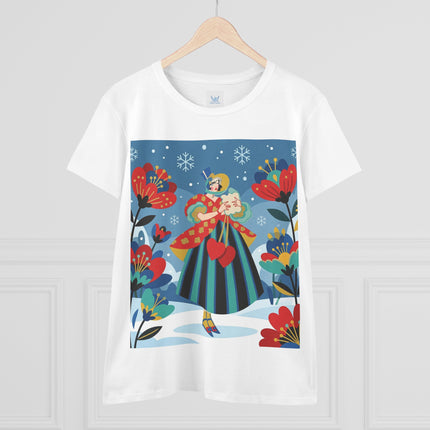 ❤️❄️ The Winter Heart Messenger Cotton Tee – Art Deco Winter Enchantment