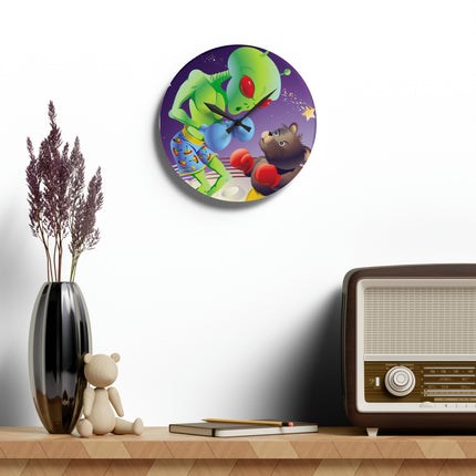 Cosmic Clash Acrylic Wall Clock, Round and Square