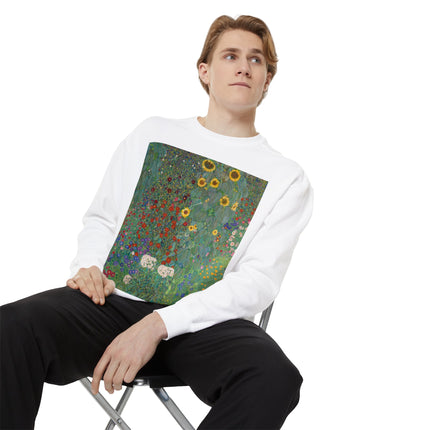 Farm Garden with Sunflowers by Gustav Klimt Unisex Garment-Dyed Sweatshirt