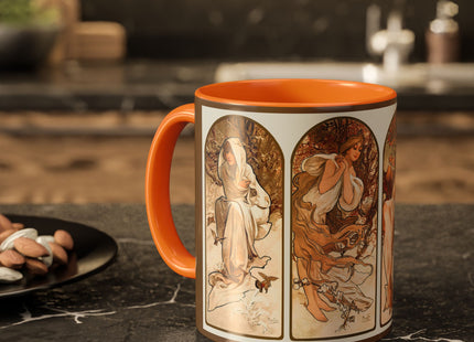 The Seasons by Alphonse Maria Mucha Colorful Mugs (11oz, 15oz)