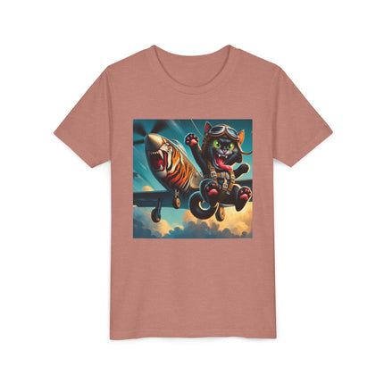 Parachuting Cat Commando Youth Short Sleeve Tee