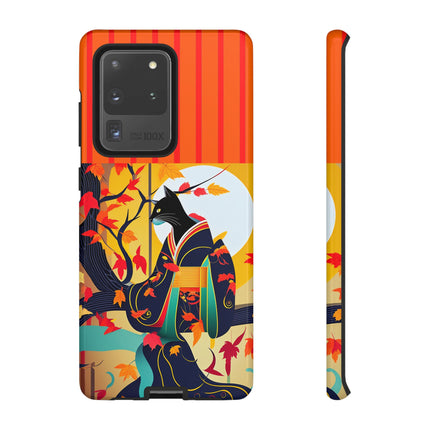 Black Cat in Kimono Phone Cases