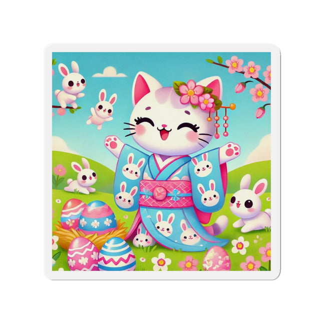 Springtime Kitten’s Easter Joy Die-Cut Magnets (5 Sizes)