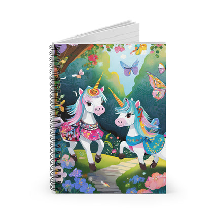 Baby Unicorns and Fluttering Butterflies Spiral Notebook - Ruled Line