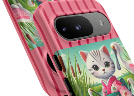 Geisha Kitten Strolls Among the Spoonbills Phone Cases