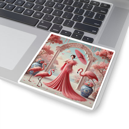 Petals, Porcelain, and Flamingos Kiss-Cut Stickers (4 Stickers)