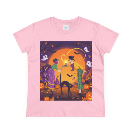 🎃🕯️ The Midnight Halloween Greeting Cotton Tee – Vintage Halloween Charm