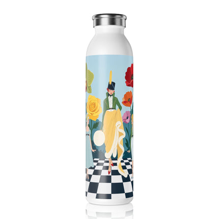 🌺👒 The Lady Of The Grand Flower Garden Slim Water Bottle – Art Deco Garden Whimsy